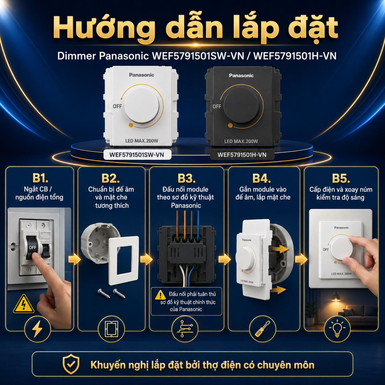 Bộ điều chỉnh độ sáng cho đèn LED Panasonic công suất 200W